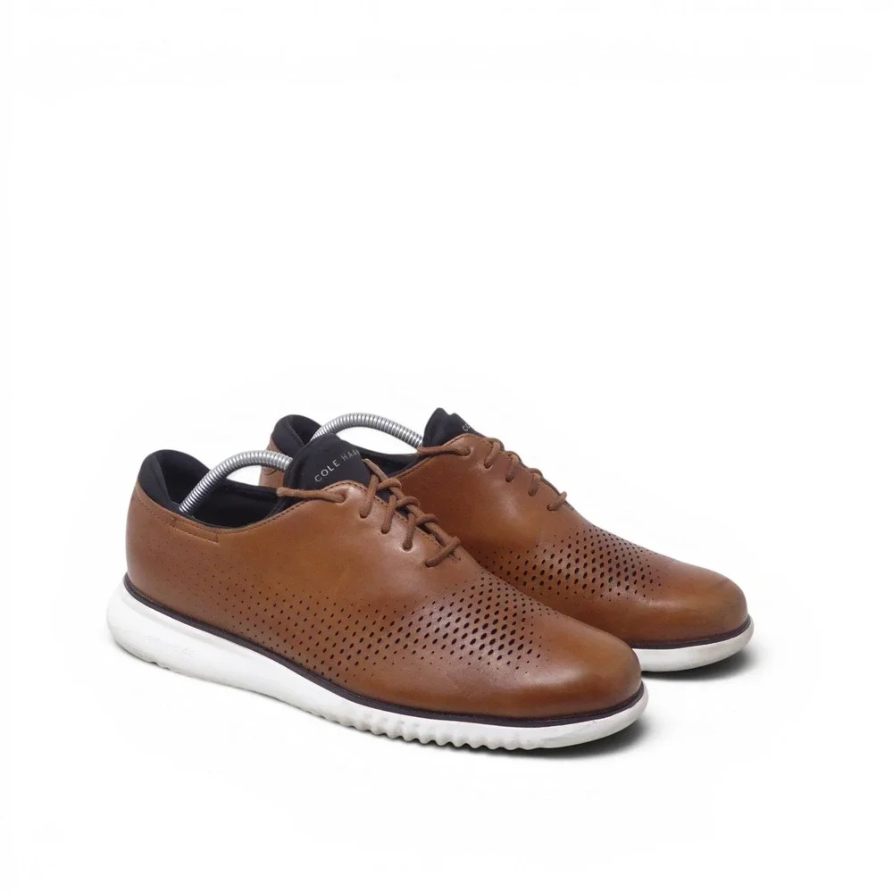 Cole Haan Mens 2.ZERØGRAND Laser Wingtip Oxford Shoes Tan Leather 10M C27879